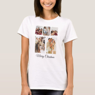 Simple Merry Christmas Photo Collage T-Shirt