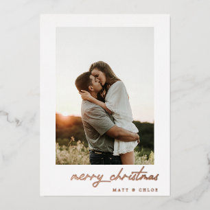 Simple Merry Christmas Photo Foil Holiday Card
