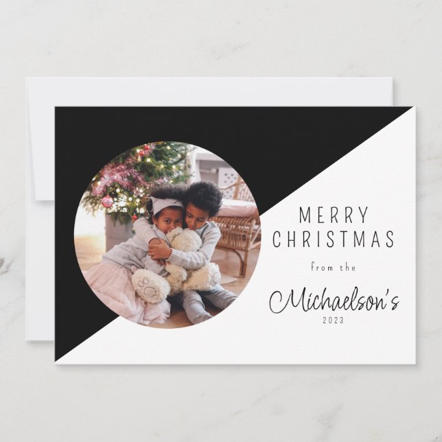 Simple Merry Christmas Photo Holiday Card (Front)
