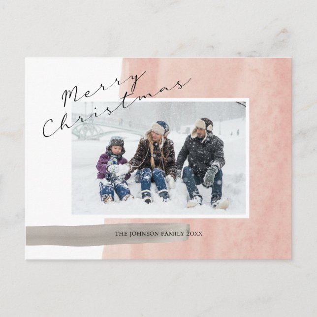 Simple Merry Christmas Photo Holiday Postcard (Front)