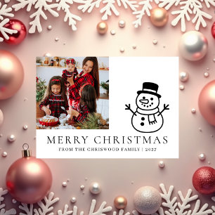 Simple Merry Christmas Pine Tree family photo Holiday Card