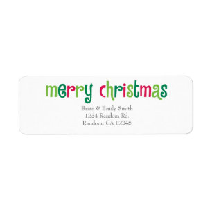 Simple Merry Christmas red green return labels