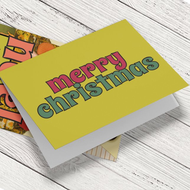 Simple Merry Christmas Retro Vintage Holiday Card (Creator Uploaded)
