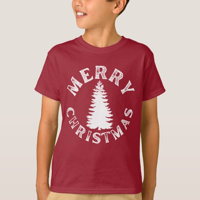 SIMPLE MERRY CHRISTMAS TREE T-Shirt (Front)