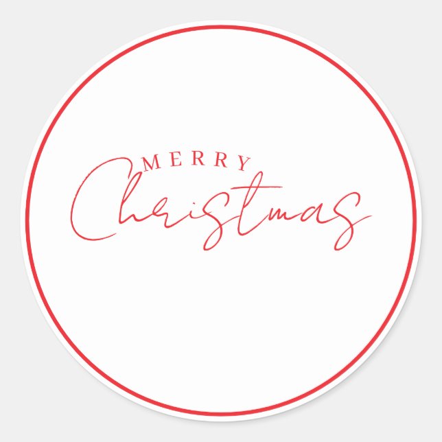 Simple Merry Christmas Typography Design Classic Round Sticker (Front)