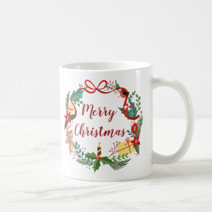Simple Merry Christmas Wreath Classic Mug