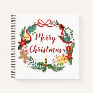 Simple Merry Christmas Wreath   Notebook