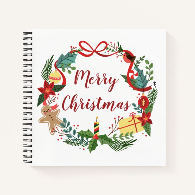 Simple Merry Christmas Wreath | Notebook (Front)