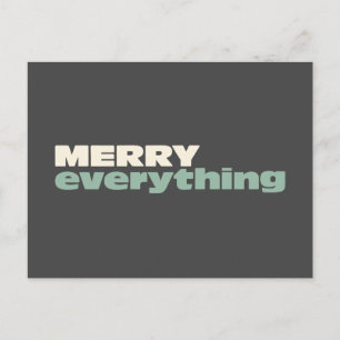 Simple Merry Everything Minimalist Grey Holiday Postcard