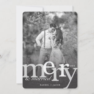 Simple MERRY & Married Photo Christmas Card