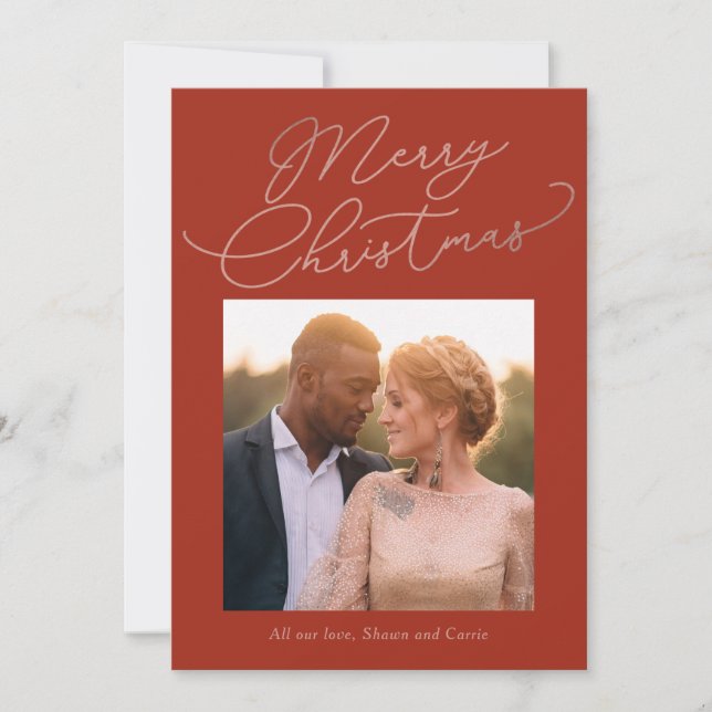 Simple Message EDITABLE COLOR Christmas Photo Card (Front)