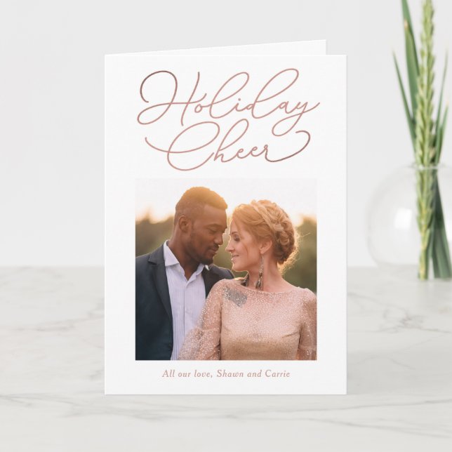 Simple Message EDITABLE COLOR Holiday Photo Card (Front)