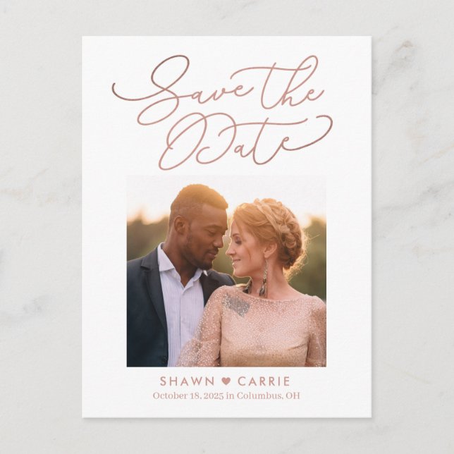 Simple Message EDITABLE COLOR Save The Date Postcard (Front)