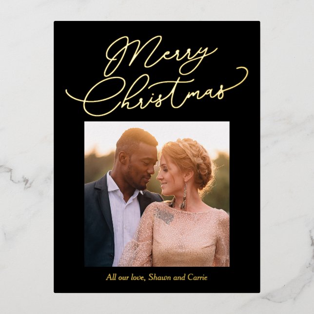 Simple Message Foil Christmas Postcard (Front)