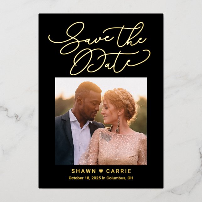 Simple Message REAL FOIL Save The Date Card (Front)