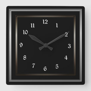 Simple Metal Frame Black Square Wall Clock