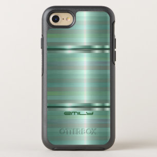 Simple Metallic Green Stripes OtterBox Symmetry iPhone 8/7 Case