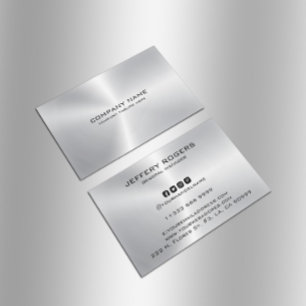 Simple metallic silver texture business card