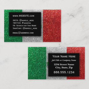 Simple Mexican Flag Glitter Professional Executive Business Card