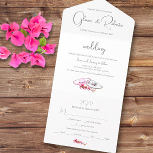 Simple Mexican Wedding Hacienda Boho Flowers All In One Invitation