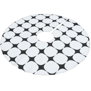 Simple Mid Century Modern Black and White Pattern Brushed Polyester Tree Skirt