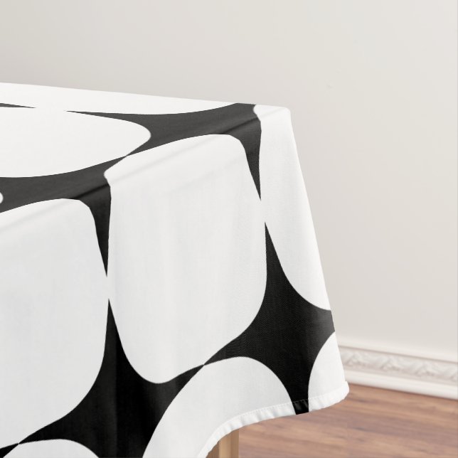 Simple Mid Century Modern Black and White Pattern Tablecloth (In Situ)