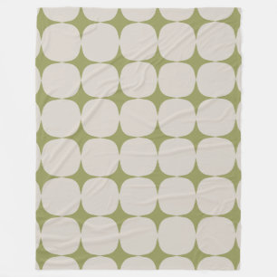 Simple Mid Century Modern Sage Green Pattern Fleece Blanket