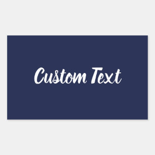 Simple Midnight Blue White Script Text Template Rectangular Sticker