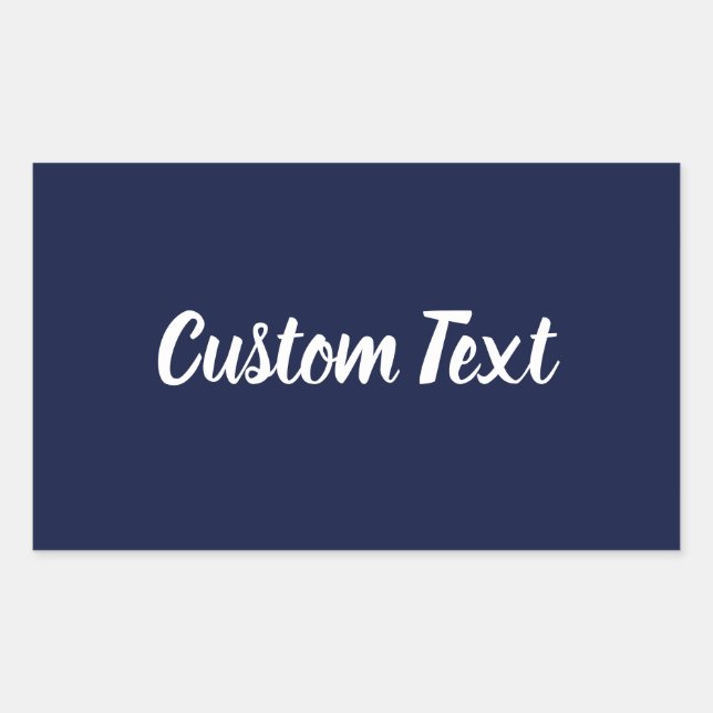 Simple Midnight Blue White Script Text Template Rectangular Sticker (Front)