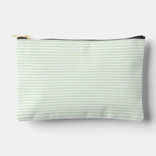 Simple Milky Jade Green Narrow Stripe Accessory Pouch