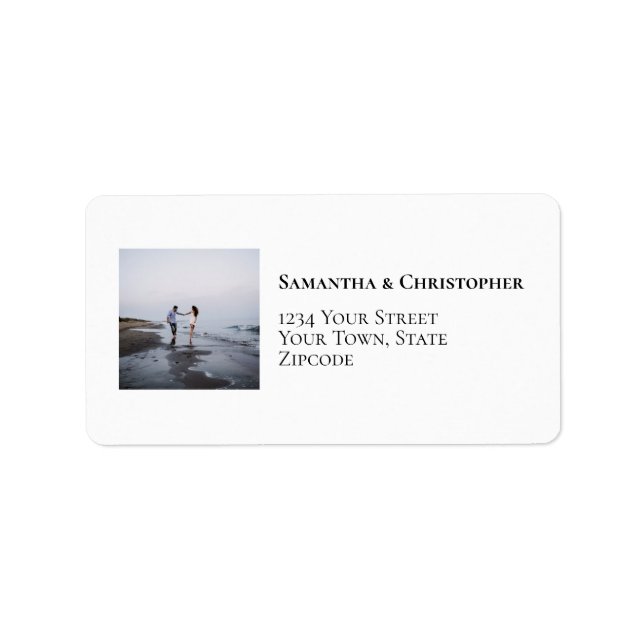 Simple Mimimalist Photo Modern Wedding Address Label (Front)