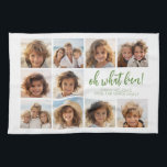 Simple Minimal - 10 Photo Grid - Oh What Fun Tea Towel<br><div class="desc">A 10 photo template in a simple grid with a white border. White background with a fun script and a sans serif font for the greeting. Type is in a muted green.</div>