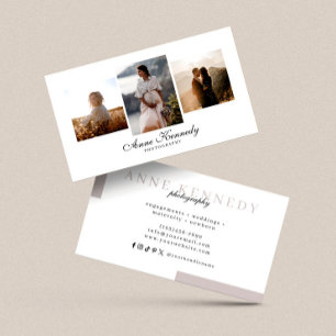 Simple Minimal 3 Photos Wedding Photographer Business Card
