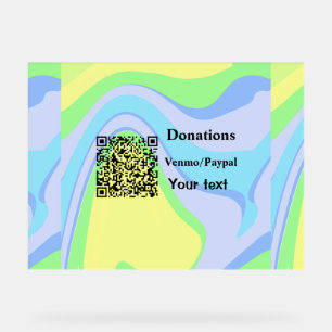 Simple minimal add barcode donations venmo paypal acrylic sign