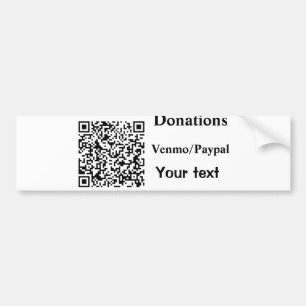 Simple minimal add barcode donations venmo paypal bumper sticker