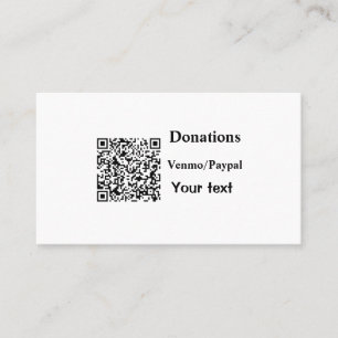 Simple minimal add barcode donations venmo paypal business card
