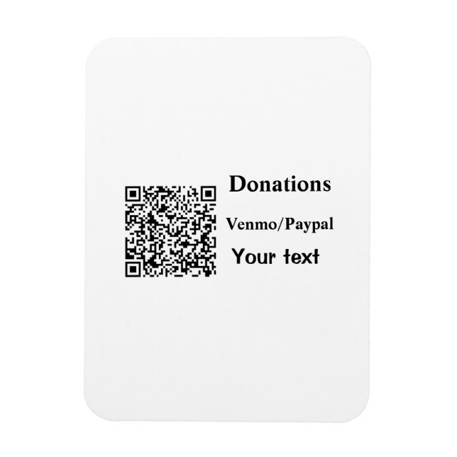 Simple minimal add barcode donations venmo paypal  magnet (Vertical)