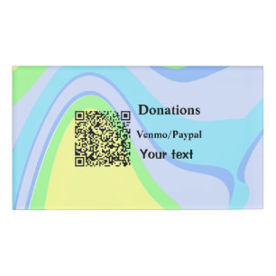 Simple minimal add barcode donations venmo paypal name tag