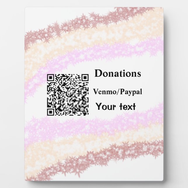 Simple minimal add barcode donations venmo paypal  plaque (Front)