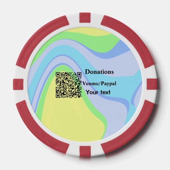 Simple minimal add barcode donations venmo paypal  poker chips (Front)