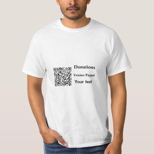 Simple minimal add barcode donations venmo paypal  T-Shirt (Front)