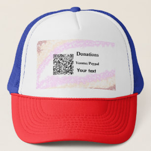 Simple minimal add barcode donations venmo paypal trucker hat