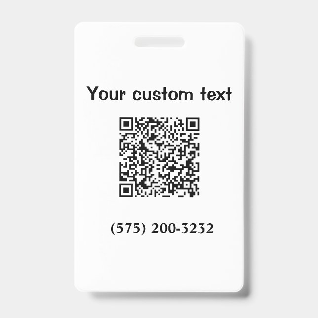 Simple minimal add barcode phone number text compa ID badge (Front)