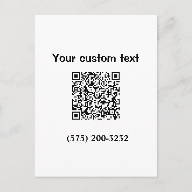 Simple minimal add barcode phone number text compa postcard (Front)