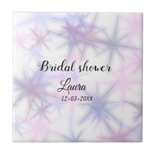 Simple minimal add name bridal shower bride throw tile