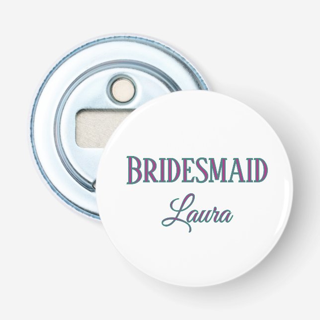 Simple minimal add name bridesmaid  gift year     bottle opener (Front)