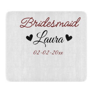 Simple minimal add name bridesmaid gift year cutting board