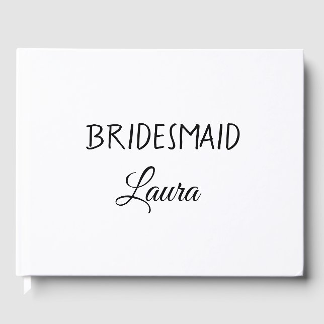 Simple minimal add name bridesmaid  gift year      guest book (Front)