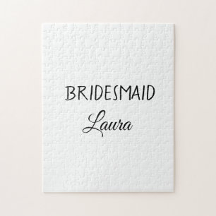 Simple minimal add name bridesmaid gift year jigsaw puzzle