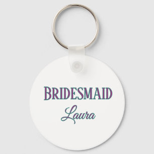 Simple minimal add name bridesmaid gift year key ring